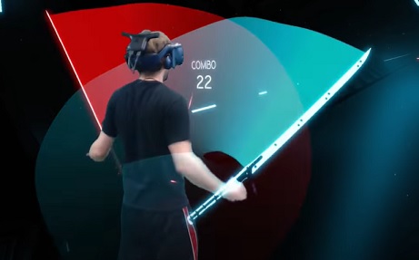 Záběr ze hry Beat Saber na PS4